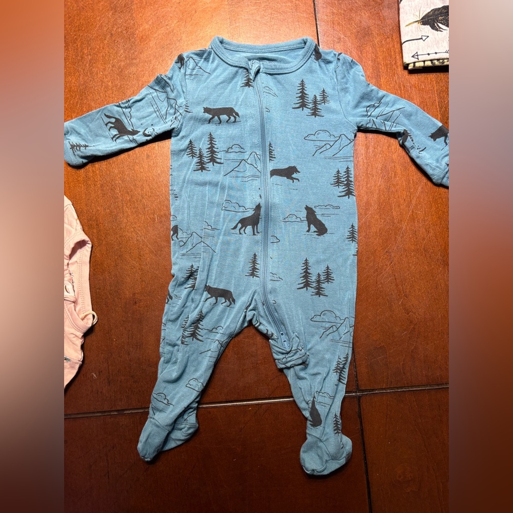Silkberry Blue Wolf Print Kids One Piece
